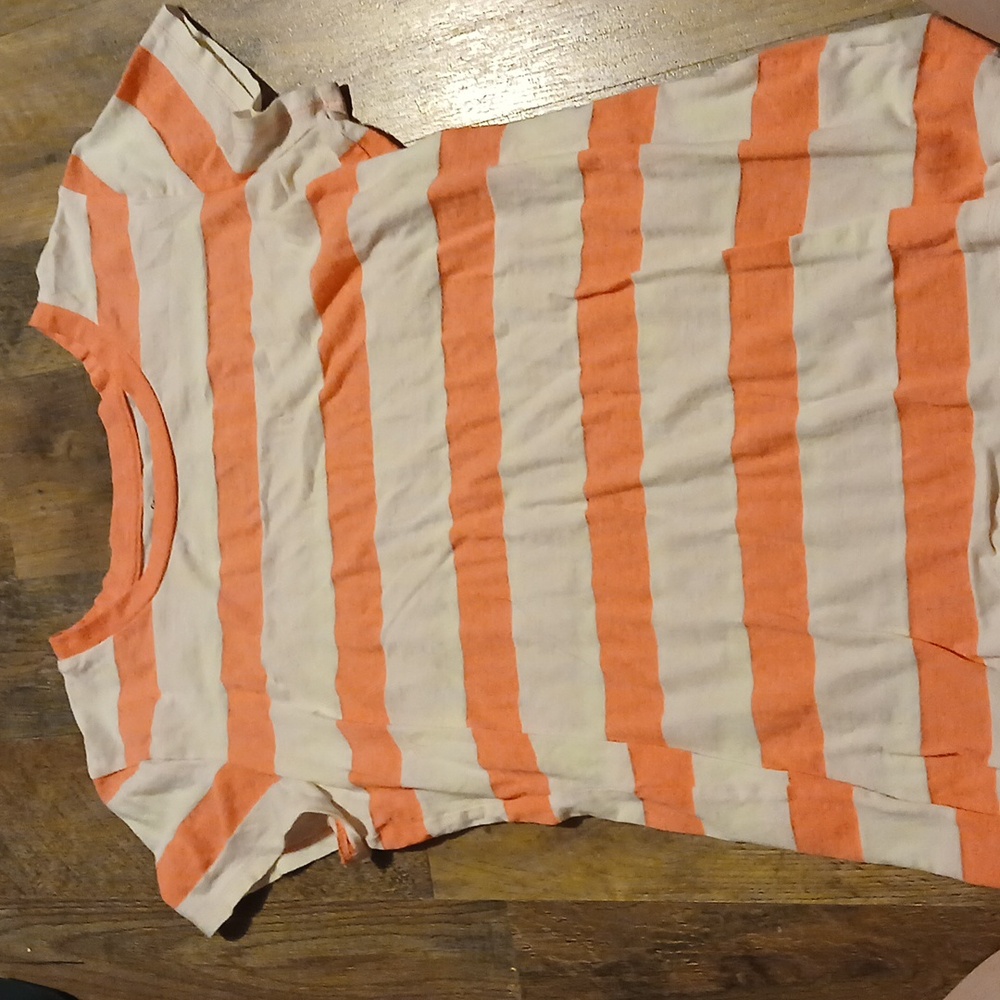 GAP Kids Neon Pink  and Cream Striped Tee